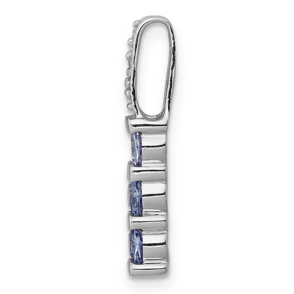 14k White Gold .60 Tanzanite and Diamond 3-Stone Slide Fits up to 2mm Regular/3mm Fancy or Reversible Omega