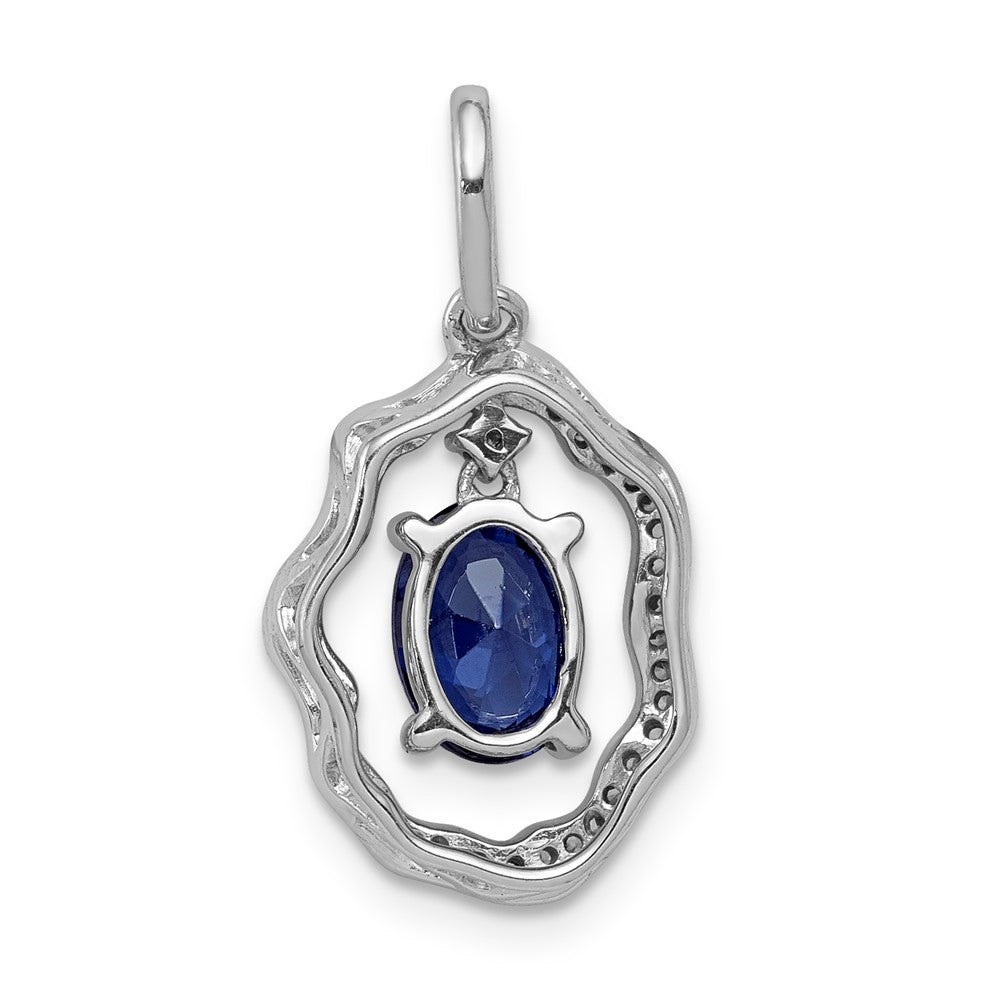 14k White Gold .62 Oval Tanzanite and Diamond Dangle Pendant