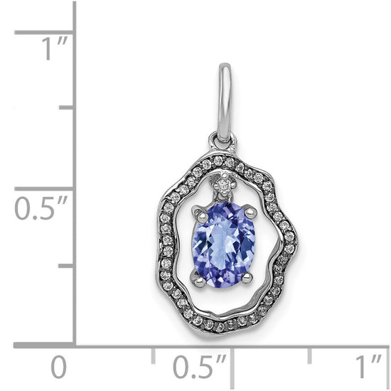 14k White Gold .62 Oval Tanzanite and Diamond Dangle Pendant