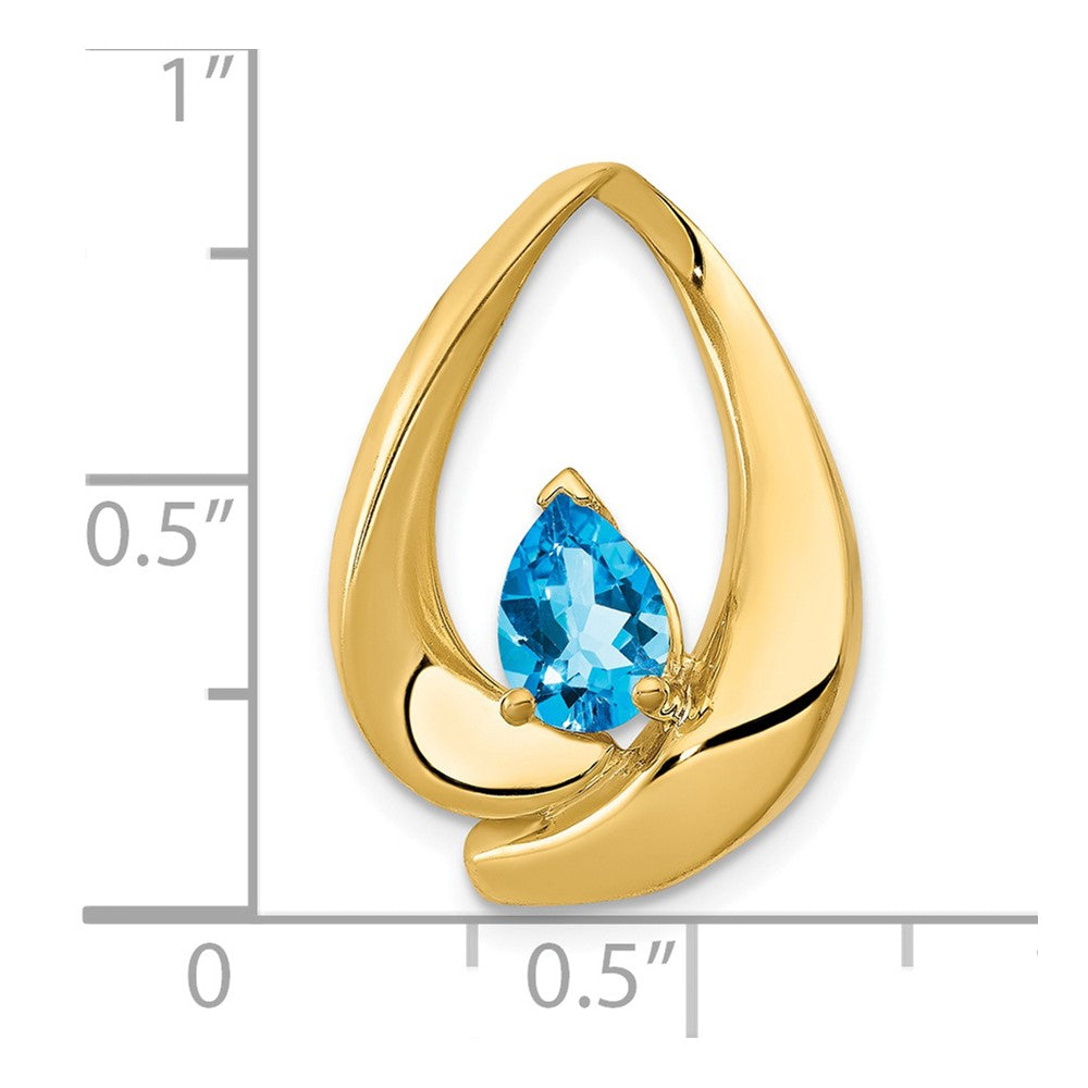 14k 7x5mm Pear Blue Topaz Slide Fits up to 8mm Regular/Fancy/Reversible Omega