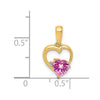 14k Lab Created Pink Sapphire and Diamond Heart Pendant