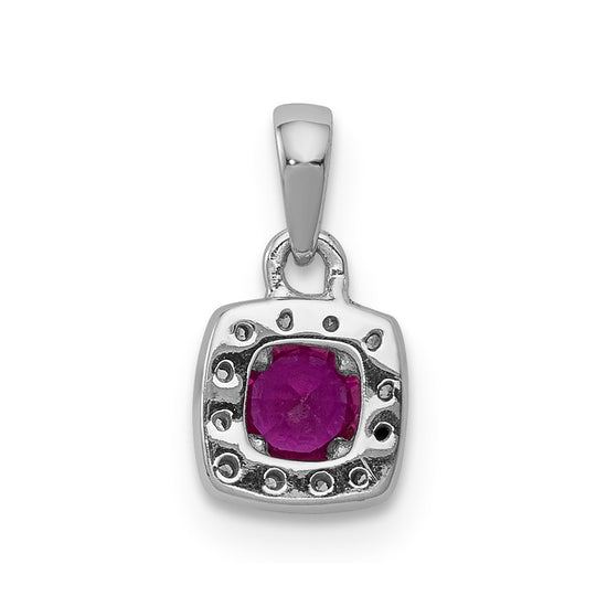 Gemstone and Diamond Square Halo Pendants