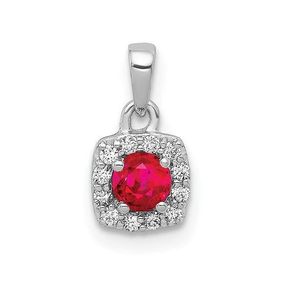 Gemstone and Diamond Square Halo Pendants