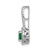 14k White Gold Diamond and Round Emerald Halo Pendant Fits up to 2mm Regular/4mm Fancy or Reversible Omega