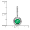 14k White Gold Diamond and Round Emerald Halo Pendant Fits up to 2mm Regular/4mm Fancy or Reversible Omega