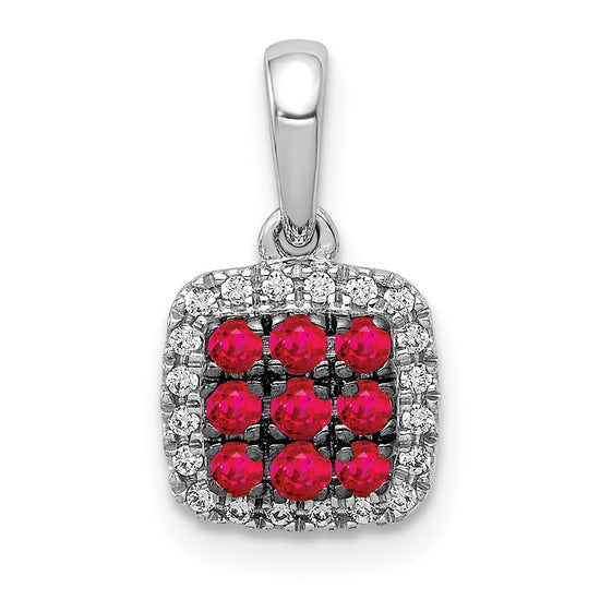 Gemstone & Diamond Square Halo Pendants