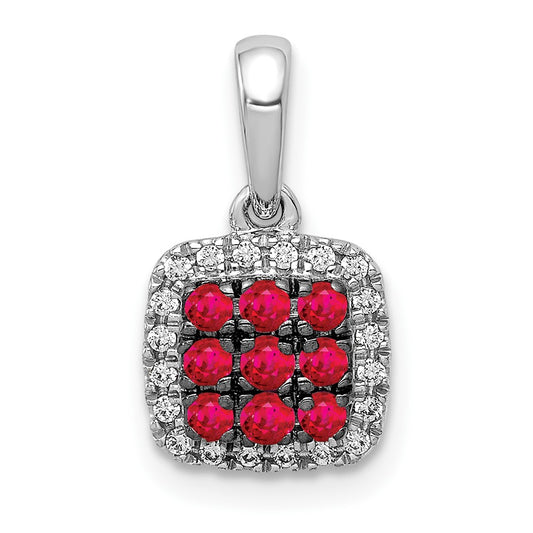 Gemstone & Diamond Square Halo Pendants
