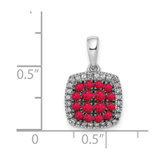 Gemstone & Diamond Square Halo Pendants
