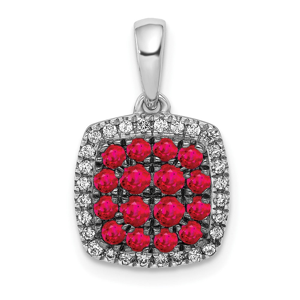 Gemstone & Diamond Square Halo Pendants