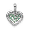 14k White Gold and Black Rhodium Diamond and Pave Emerald Heart Pendant