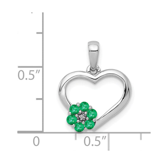 Gemstone and Diamond Heart With Flower Pendants