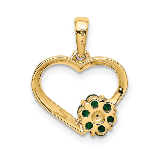 Gemstone and Diamond Heart With Flower Pendants