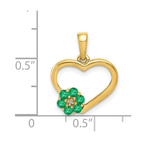 Gemstone and Diamond Heart With Flower Pendants
