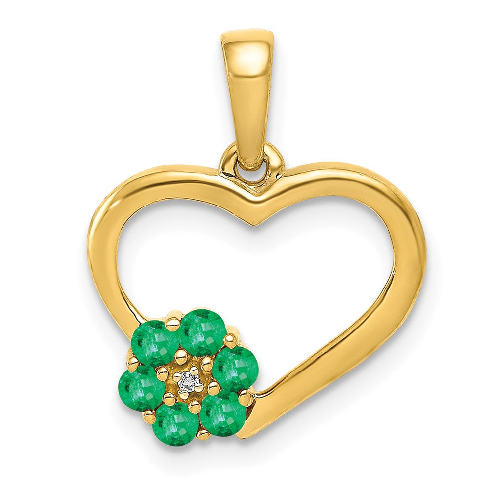 Gemstone and Diamond Heart With Flower Pendants