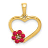 Gemstone and Diamond Heart With Flower Pendants