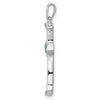 14k White Gold 1/5 carat Lab Grown Diamond VS/SI+ G+ and Lab Created Emerald Complete Cross Pendant