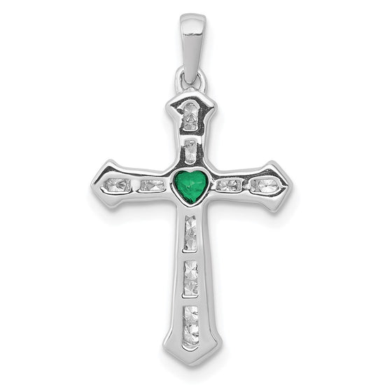 Heart Gemstone and Diamond Cross Pendants