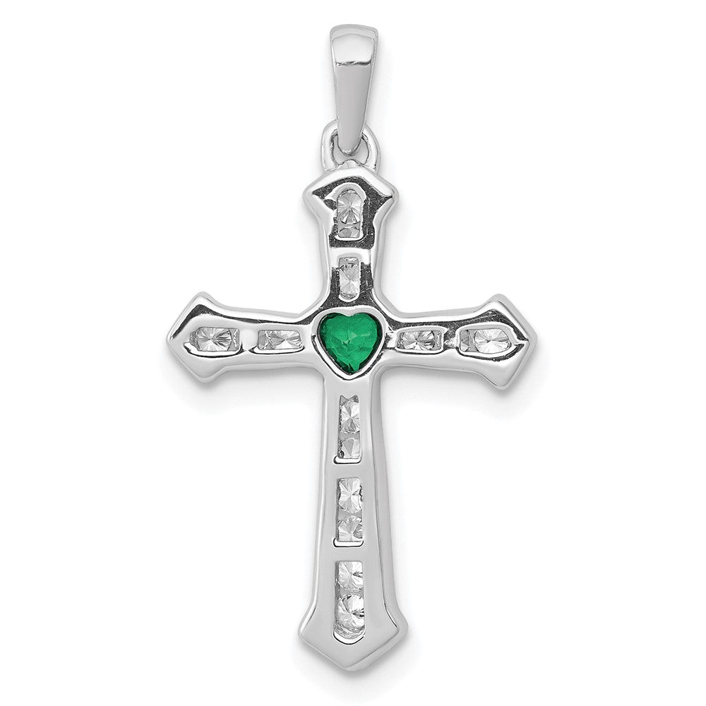 Heart Gemstone and Diamond Cross Pendants