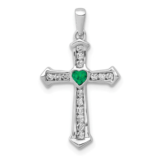 Heart Gemstone and Diamond Cross Pendants