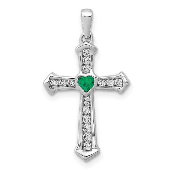 Heart Gemstone and Diamond Cross Pendants