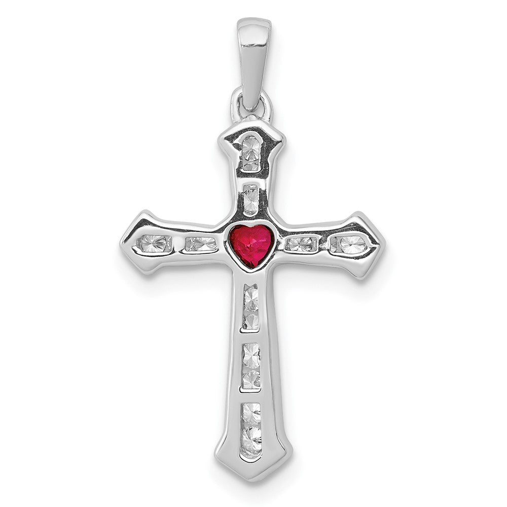 Heart Gemstone and Diamond Cross Pendants