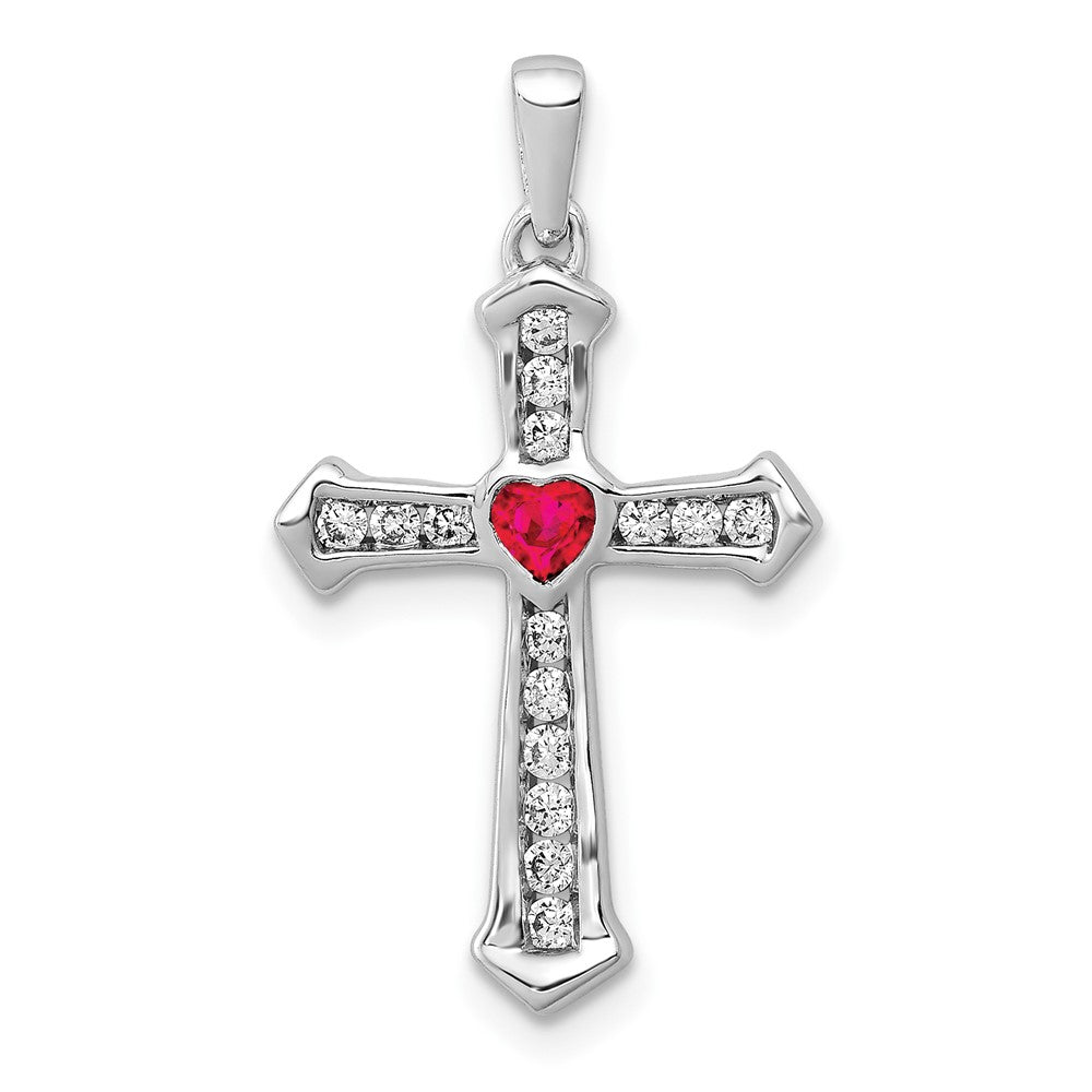 Heart Gemstone and Diamond Cross Pendants