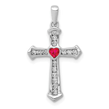 Heart Gemstone and Diamond Cross Pendants
