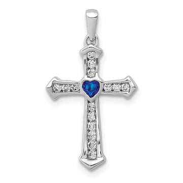Heart Gemstone and Diamond Cross Pendants