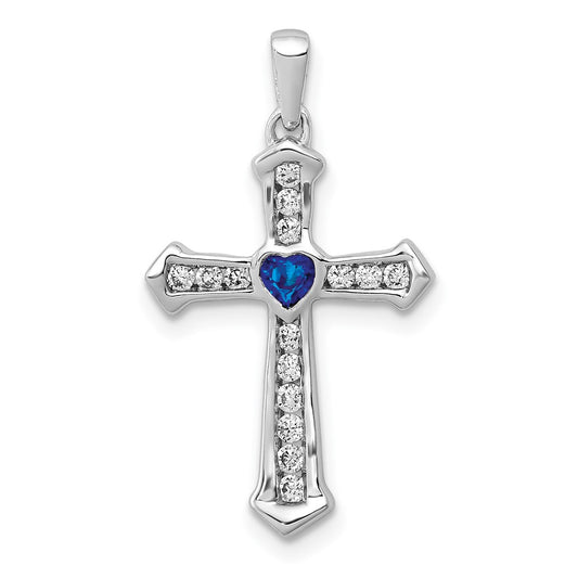 Heart Gemstone and Diamond Cross Pendants