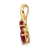 14k Lab Created Ruby and Diamond 2-Heart Pendant Fits up to 2mm Regular/3mm Fancy or Reversible Omega