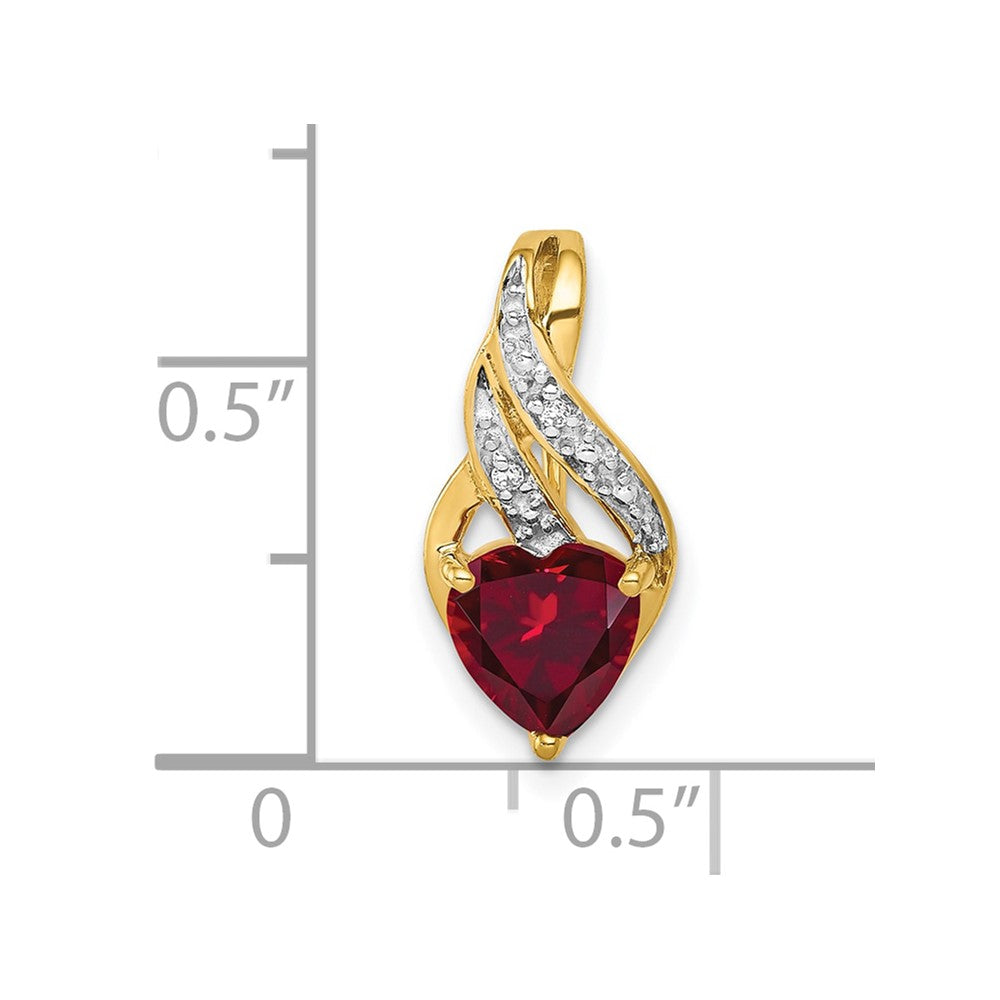 10k .01 carat Diamond and Lab-Created Ruby Heart Slide