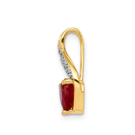 Diamond and Created Ruby Heart Pendants