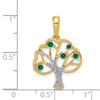 14k Polished Lab Created Emerald and Diamond Tree Pendant