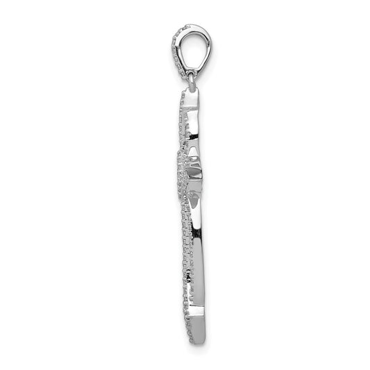 14k White Gold 1/3 carat Diamond Fancy Cross Pendant