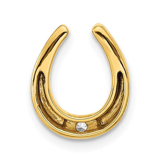 14k Polished 1/15 carat Diamond Fancy Horseshoe Chain Slide