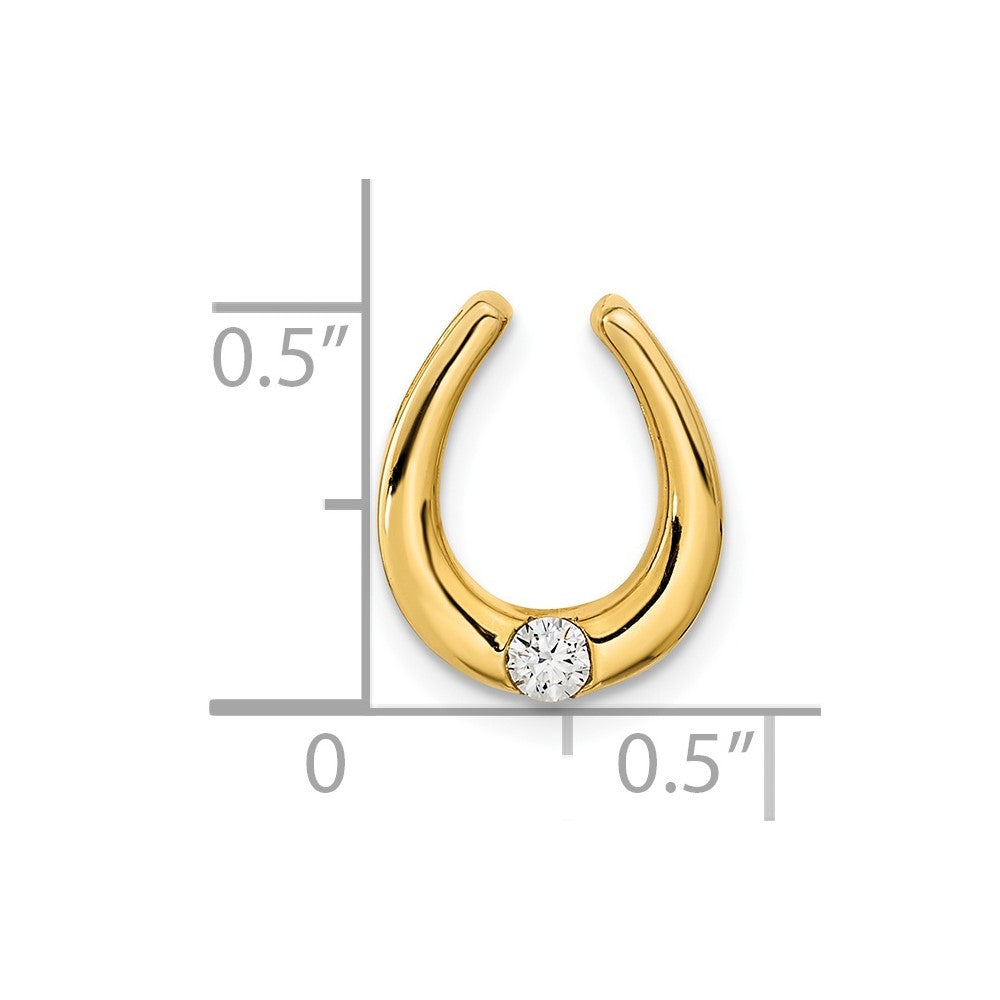 14k Polished 1/15 carat Diamond Fancy Horseshoe Chain Slide