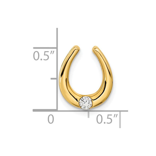 14k Polished 1/15 carat Diamond Fancy Horseshoe Chain Slide