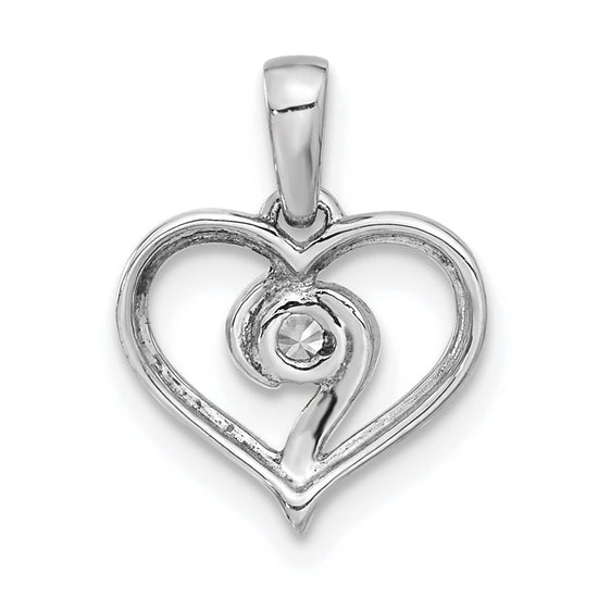 14k White Gold 1/10 carat Lab Grown Diamond VS/SI+ G+ Complete Heart Pendant