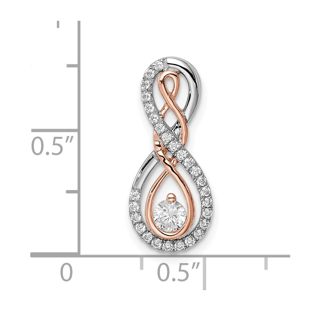 14k Two-tone White and Rose Infinity 1/4 carat Diamond Chain Slide