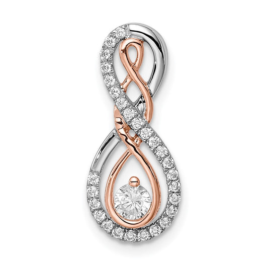 14k Two-tone White and Rose Infinity 1/4 carat Diamond Chain Slide