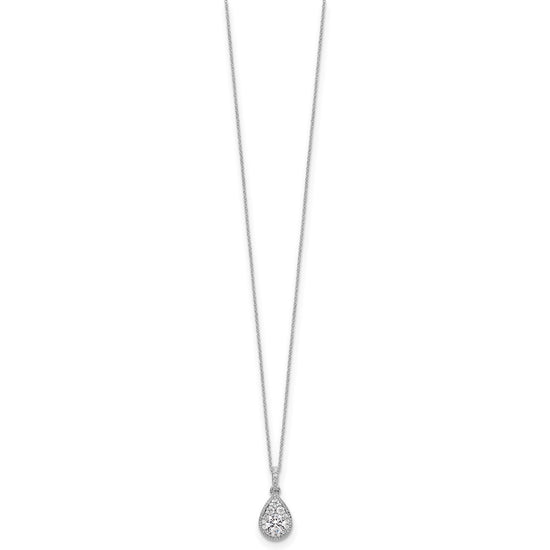10k White Gold 1/2 carat Lab Grown Diamond VS/SI+ G+ Complete 18 inch Teardrop Halo Pendant Necklace
