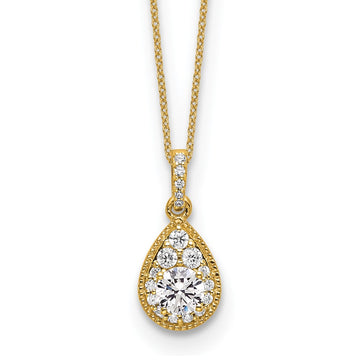 Gold Lab Grown Diamond Pear Shape Cluster Pendant Necklace