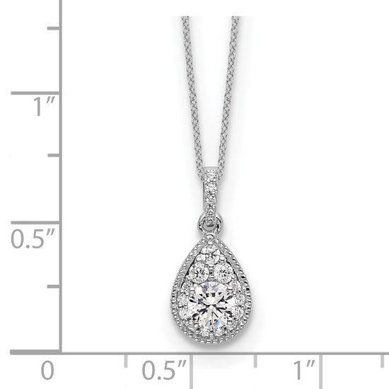 Gold Lab Grown Diamond Pear Shape Cluster Pendant Necklace