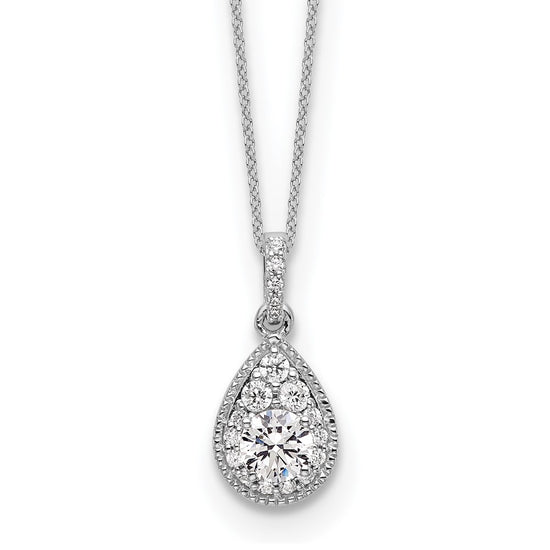 Gold Lab Grown Diamond Pear Shape Cluster Pendant Necklace