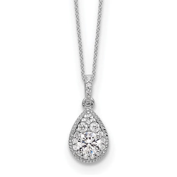 Gold Lab Grown Diamond Pear Shape Cluster Pendant Necklace