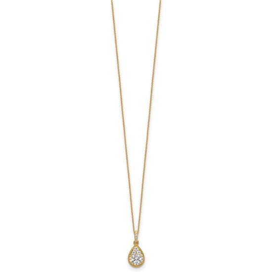 Gold Lab Grown Diamond Pear Shape Cluster Pendant Necklace