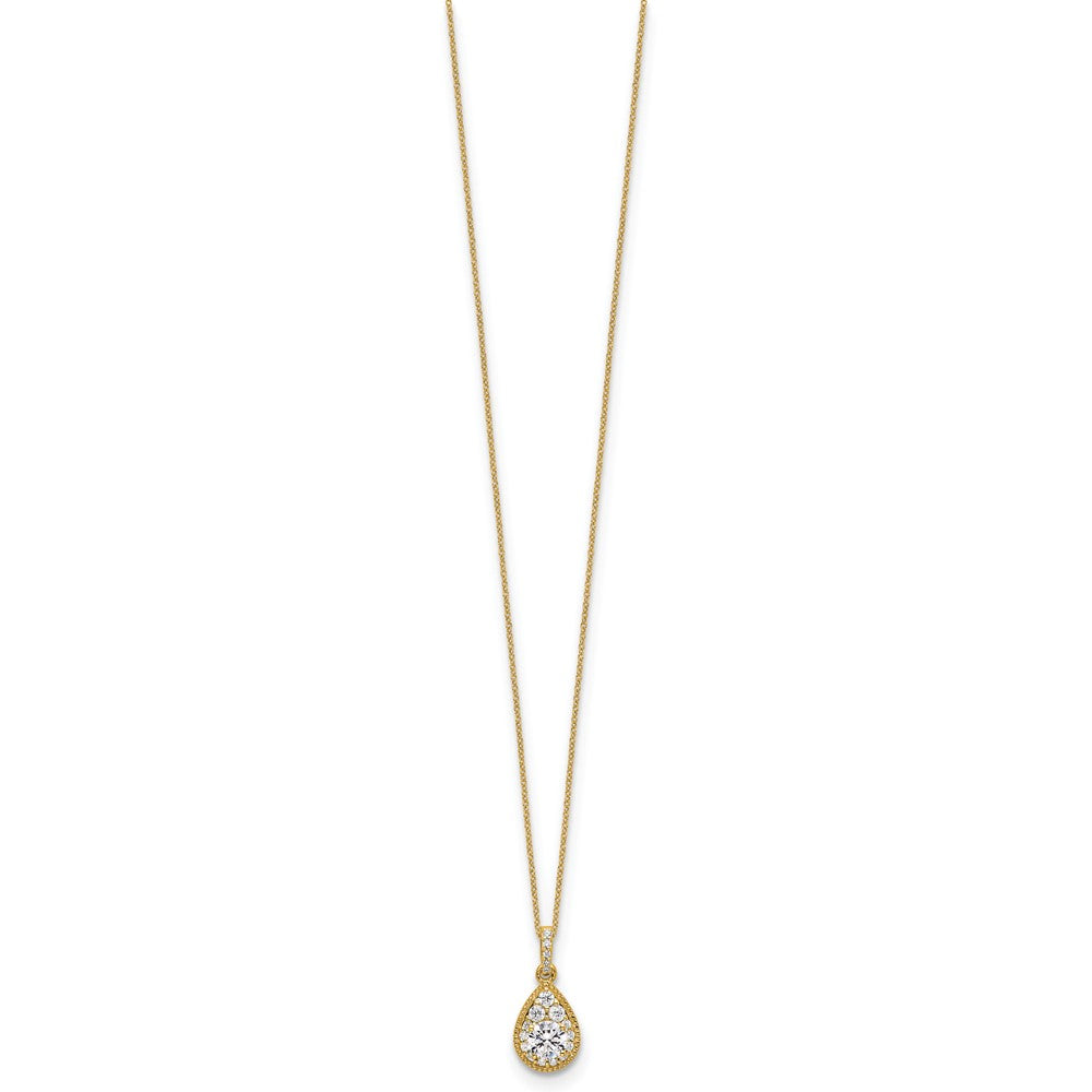 Gold Lab Grown Diamond Pear Shape Cluster Pendant Necklace