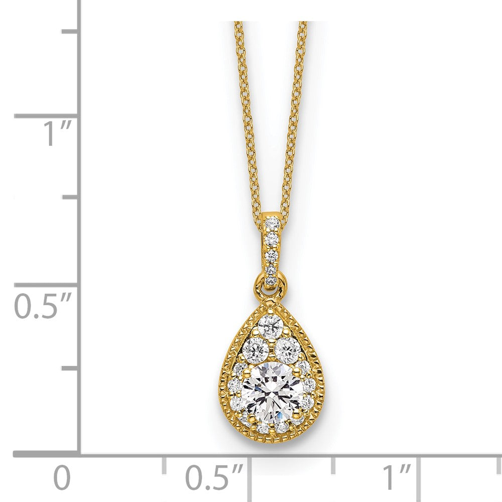 Gold Lab Grown Diamond Pear Shape Cluster Pendant Necklace