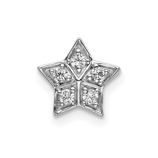 14k White Gold 1/10 carat Diamond Star Chain Slide Pendant
