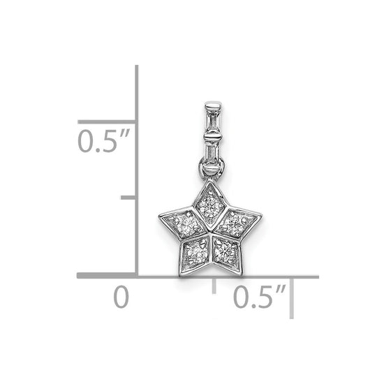14k White Gold 1/8 carat Diamond Star Pendant